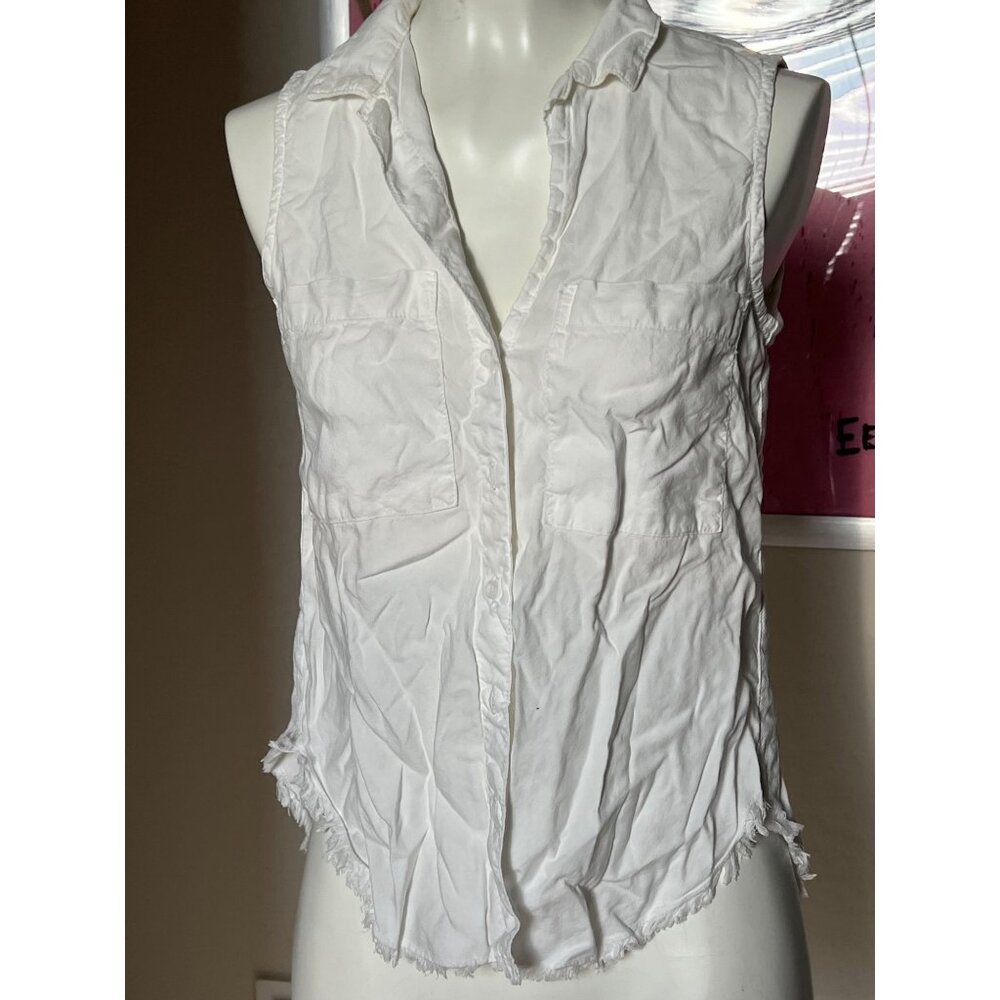 Cloth & Stone White Button up Sleeveless Top sz XS A911